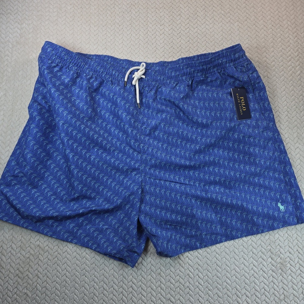 Polo Ralph Lauren Mens Blue Marlin Print Swim Trunks Big & Tall 4XB NWT‎